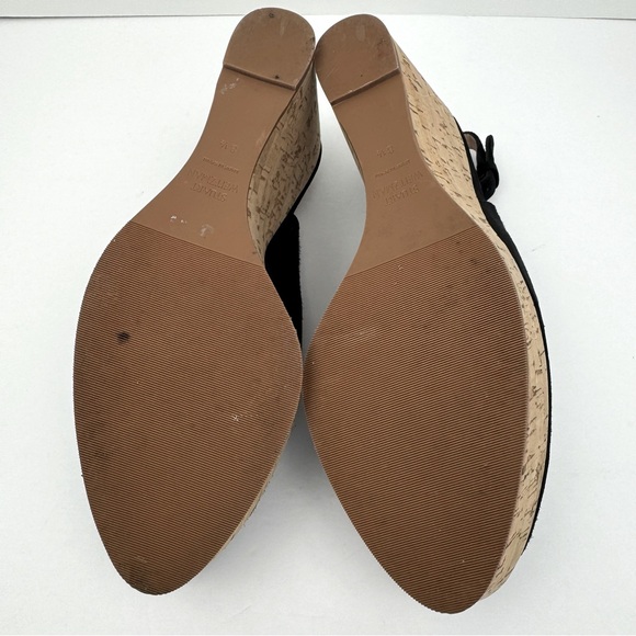 Stuart Weitzman Peep toe, Sling Back Platform Cork Wedge Sandals. Black Size 8.5 - Picture 9 of 12